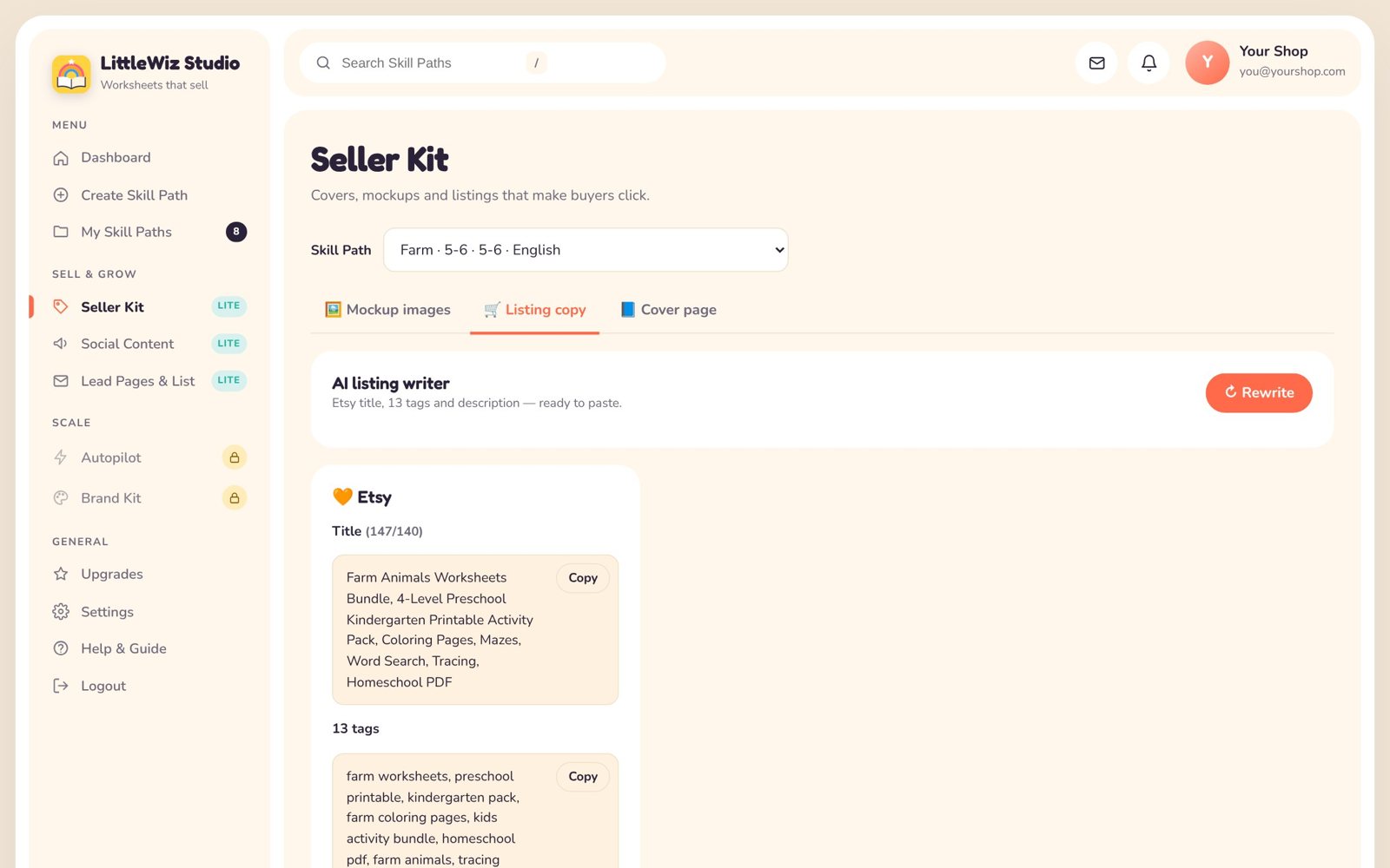 🛒 AI Etsy listing writer