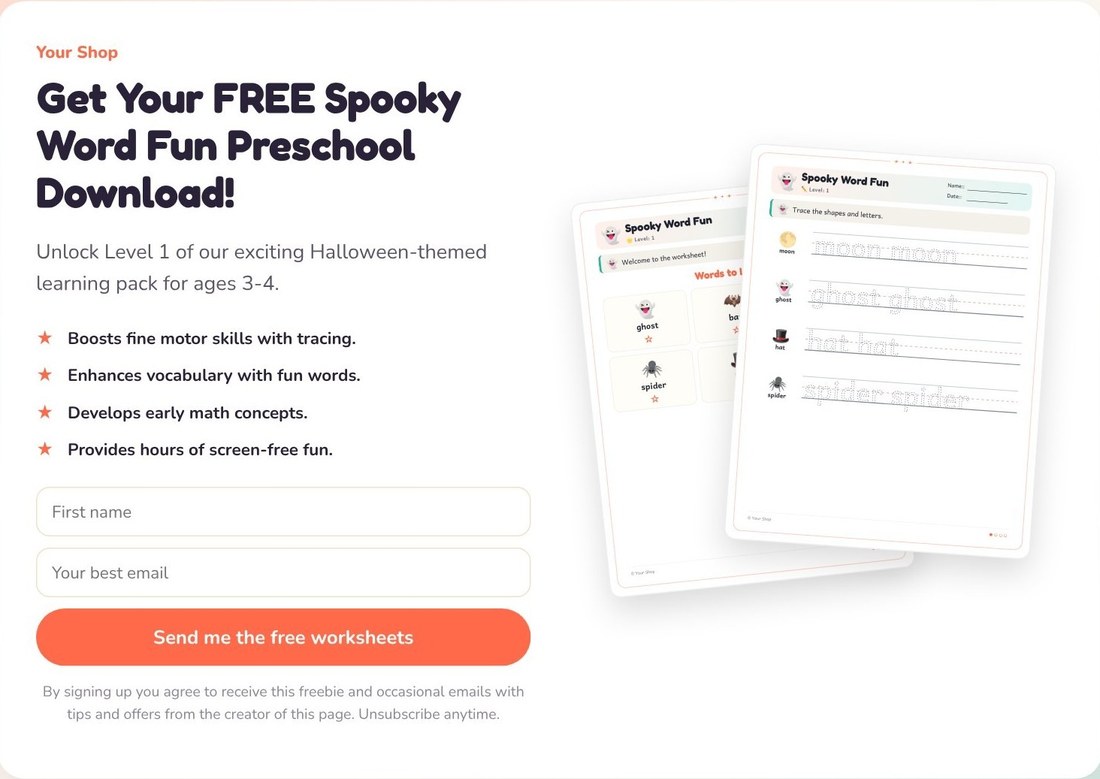 Freebie lead page